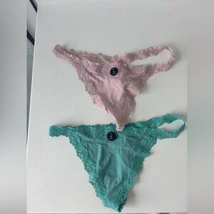 La Vie en Rose Lace Thong Underwear Pink and Green Set NWT